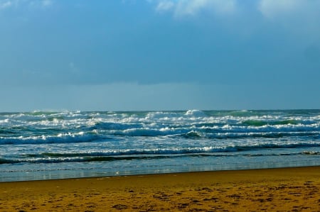 Sand And Surf - ocean, sand, blue skies, beach