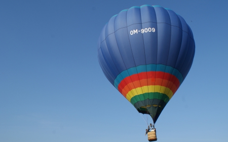 balloon - blue, balloon, sky, stripes