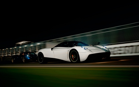 white pagani huayra - white, huayra, track, pagani