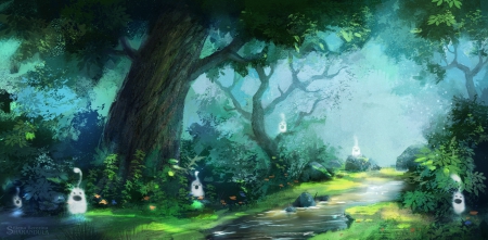 Forest - forest, fantasy, trees, art