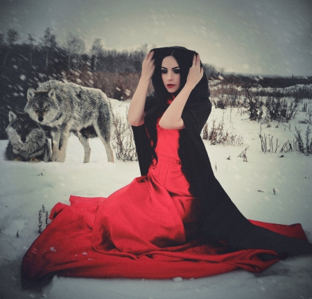 â™¥ - winter, beauty, model, red