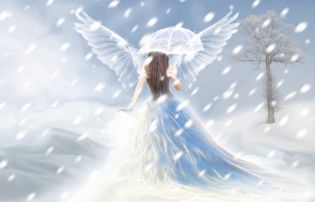 Winter Time - Winter, Snowing, Snow, Angel