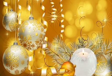 I wish you golden wishes this holiday season - ornaments, christmas, sparkle, gold