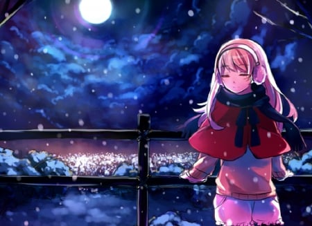 Winter Time - winter, anime, snowing, snow