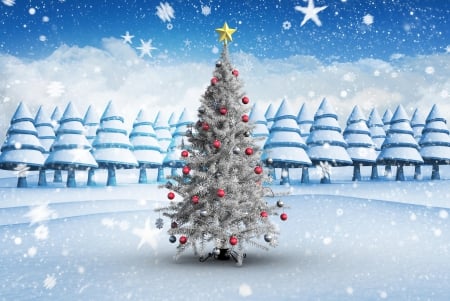 Christmas Tree - winter, snowy, snow, christmas, christmas tree, winter time, nature, magic christmas, xmas, merry christmas