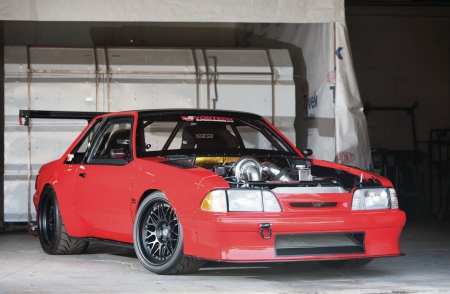 1990-Ford-Mustang - ford, black rims, spolier, red