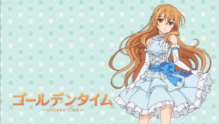 Kaga Kouko - gown, golden time, maiden, beautiful, anime girl, girl, kouko, lady, kaga kouko, pretty, beauty, sweet, brown hair, anime, dress, long hair, nice, lovely, female, kaga