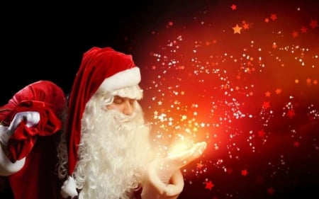 Happy Holidays - santa, red, sparks, christmas