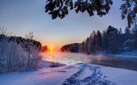 sunset-winter - sunsets, winter, nature, wallp