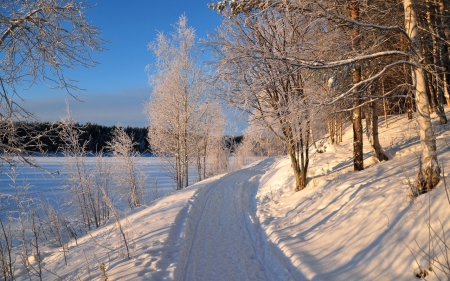 road snow - snow, road, winter, nature