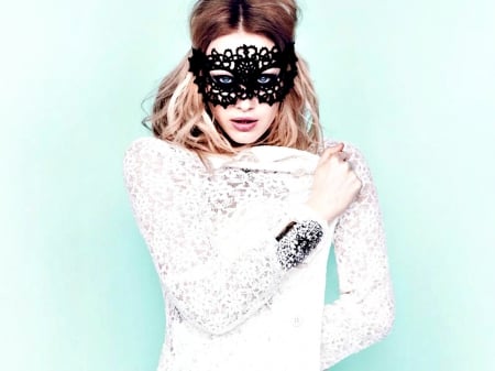 Sarah Gadon - black, model, sarah gadon, mask, girl, woman, blue