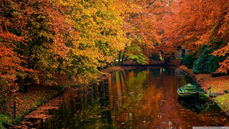 Lake in autumn landscape - water, landscape, scene, HD, reflection, fall, nature, autumn, lake, wallpaper