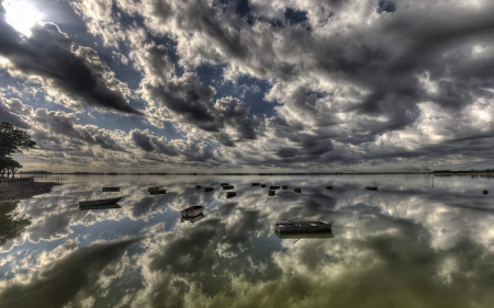 clouds reflections - cloud, lake, water, sky