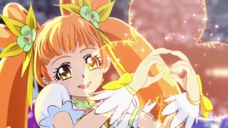 Cure Rosetta - nice, female, magic, cure rosetta, twintail, pretty cure, anime girl, precure, pretty, orange hair, anime, twin tail, cute, adorable, girl, twintails, magical girl, long hair, lovely, kawaii, twin tails, sweet