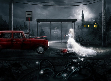 Highway to Hell - ghost, art, fantasy, car