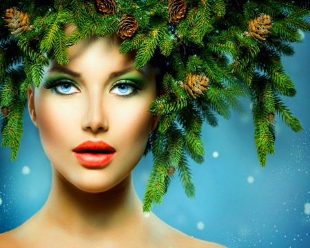 Happy Holidays - face, woman, model, christmas