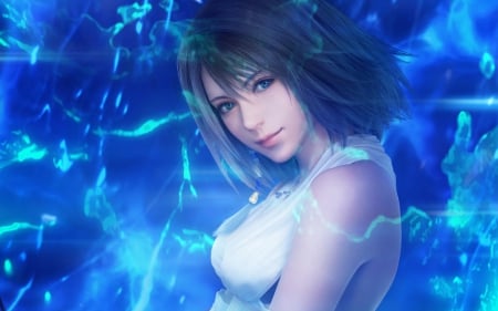 Fantasy girl - white, final, fantasy, game, girl, woman, blue