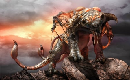 Zodiac ~ Scorpio - art, zodiac, monster, creature, orange, fantasy, scorpio