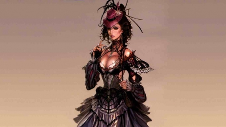 Steampunk Woman In Victorian Dress - fantasy, victorian, woman, steampunk