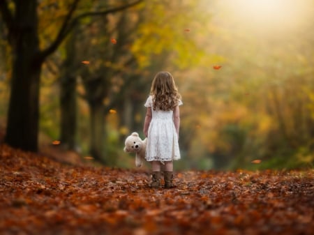 :) - girl, toy, photography, autumn