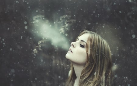 breathing frozen stars - face, woman, air, beautiful