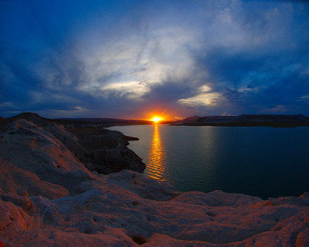 Lake Powell Sunset - lake, sunset