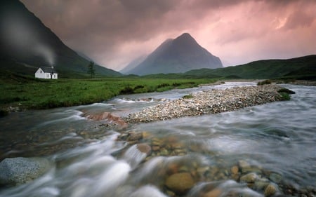 River through hills - landscap, nature, mountain