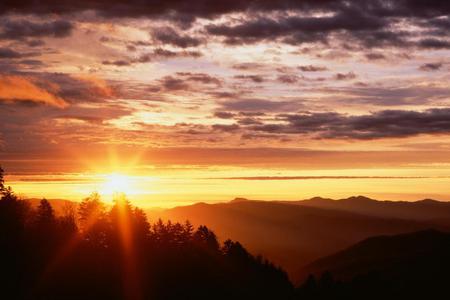 Sunrise from Newfloundland Gap - mountains, sunrise, cloudy sky