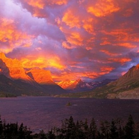 Sunrise over St Marys Lake, Montana