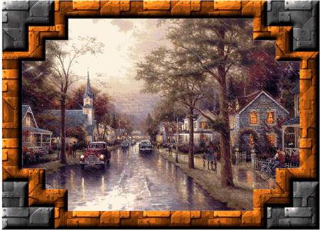 Rainy Day - roadway, car, housing, quaint, rainy, frame