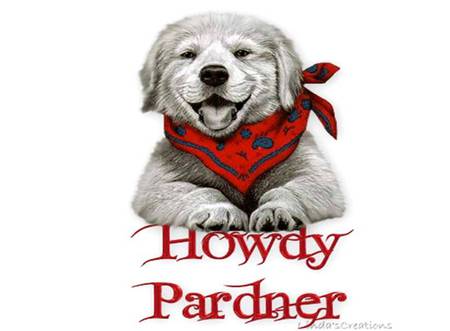 Howdy Pardner - bandana, greeting, dog