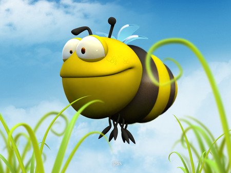 funny bee - 3d, animals