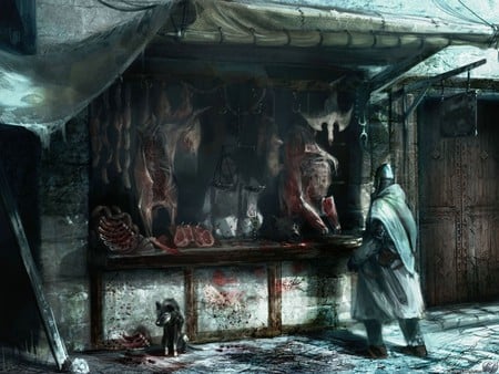 Market - artwork, assassins creed, market, road, concept