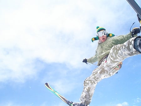 big air - sky, jumping, blue, skiing