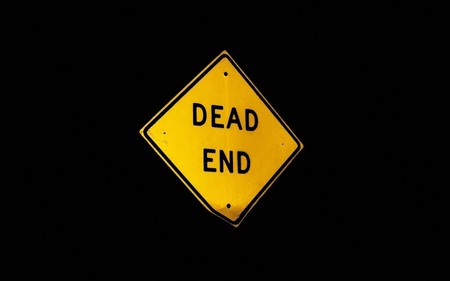 End of the road - night, darkness, dead ent, road sign