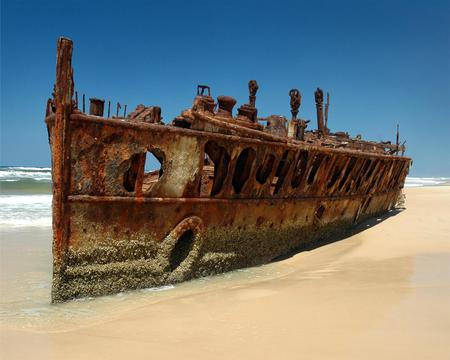 Ship Wreck - beach, ocean, sand, ship wreck