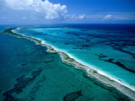 Sandy Strip - beach, ocean, blue, sandy strip, aerial view