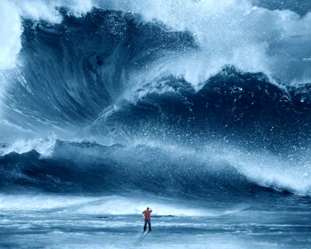 Giant Wave - wave, nature, sea, man