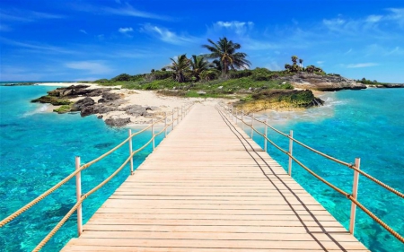 Island - nature, island, bridge, sea