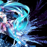 Miku Hatsune dark background