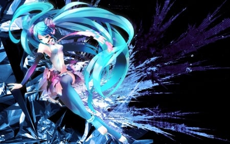 Miku Hatsune dark background - Hatsune miku, Vocaloids, Anime, Music