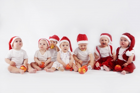 ♥ - kids, apples, little girl, beautiful, boys, hats, cute, Christmas