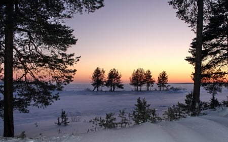 winter - sunsets, winter, nature, wallp