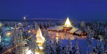 Santa Claus Office - firs, nature, building, forest, snow, winter