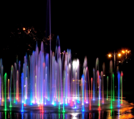 Colorful water fountain - colorfulful, fountain, water, lovely