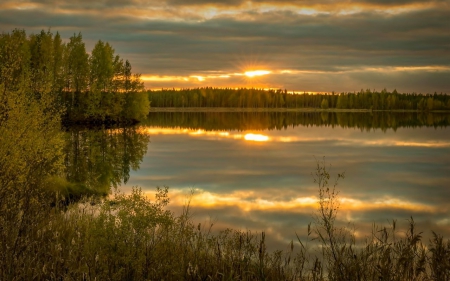 sunsets - sunsets, nature, lake, wallp