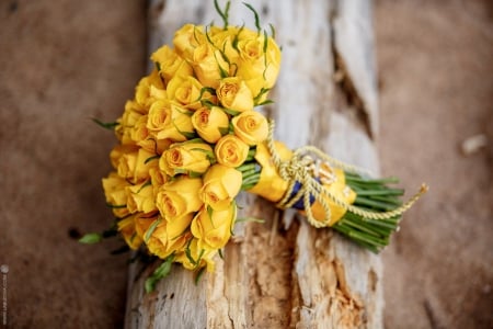 Bouquet - flowers, yellow roses, wedding day, bouquet