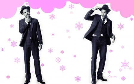 Paul Walker - cloud, winter, pink, black, snowflake, actor, by cehenot, blue, white, hat, paul walker, man