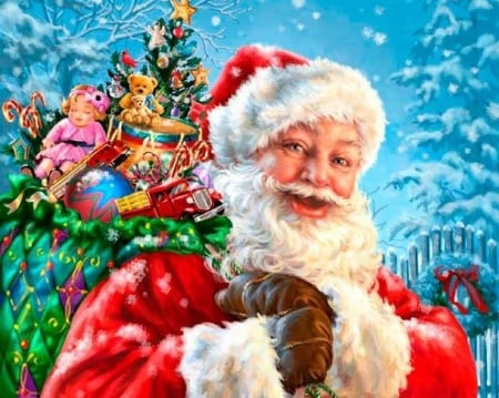 ★Santa Greetings★ - pretty, gifts, creative pre-made, greetings, paintings, toys, weird things people wear, colors, holidays, lovely, xmas and new year, santa claus, christmas tree, Christmas, love four seasons, winter holidays