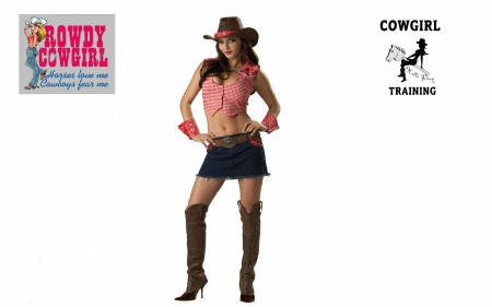 Rowdy Cowgirl - style, girls, western, women, models, brunettes, cowgirl, hat, fun, female, boots